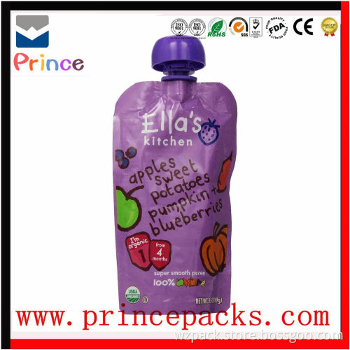 Liquid plastic packaging/Manufacture custom printing stand up reusable baby food spout pouch